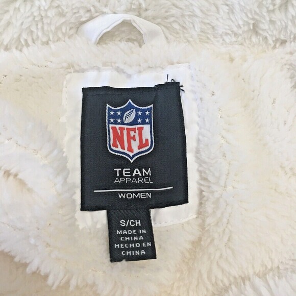 NY Jets Official Logo Quilted Womens S Puffer Jacket Faux Fur Lining Hood Zip - Picture 5 of 11